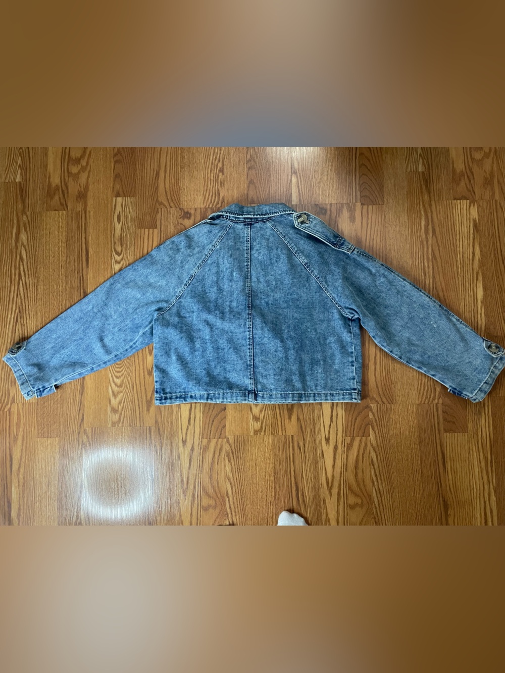 H&M Denim Cropped Trench Jacket Size S (Fits M) Double Breasted - Picture 6 of 10